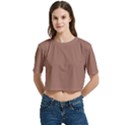 Mocha Mousse Hex Code #a47864 Women s Round Neck Short Sleeve Crop Top View1