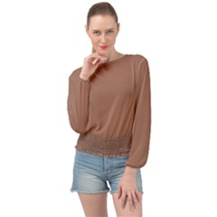 Mocha Mousse Hex Code #a47864 Banded Bottom Chiffon Top by dressshop