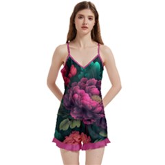 Colorful Flowers V-neck Satin Loungewear Set by Givinglala