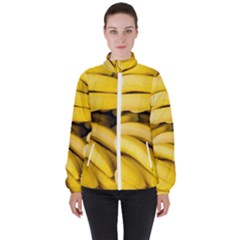 Bananas, Macro, Fruits, Ripe Bananas Women s High Neck Windbreaker by kyorashop23