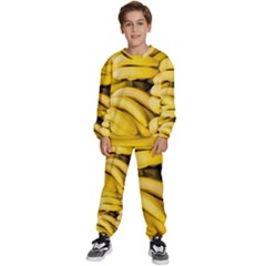 Bananas, Macro, Fruits, Ripe Bananas Kids  Sweatshirt Set by kyorashop23