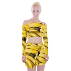 Bananas, Macro, Fruits, Ripe Bananas Off Shoulder Top With Mini Skirt Set by kyorashop23