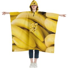 Bananas, Macro, Fruits, Ripe Bananas Women s Hooded Rain Ponchos by kyorashop23