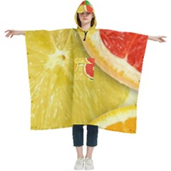 Fruit, Lemon Women s Hooded Rain Ponchos by kyorashop23