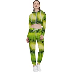 Kiwi Fruits, Close-up, Exotic Fruit Cropped Zip Up Lounge Set by kyorashop23