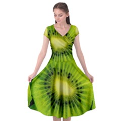 Kiwi Fruits, Close-up, Exotic Fruit Cap Sleeve Wrap Front Dress by kyorashop23