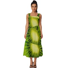 Kiwi Fruits, Close-up, Exotic Fruit Square Neckline Tiered Midi Dress by kyorashop23