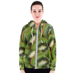 Kiwi Texture, Background With Kiwi, Fruits, Kiwi Women s Zipper Hoodie by kyorashop23