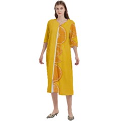 Orange, Slices, Fruit, Citrus Women s Cotton 3/4 Sleeve Nightgown by kyorashop23