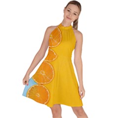 Orange, Slices, Fruit, Citrus Sleeveless Halter Neck A-line Dress by kyorashop23