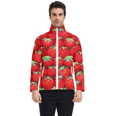 Strawberry Texture, Macro, Ripe Strawberry Men s Bomber Jacket by kyorashop23