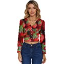 Strawberry, Berries, Fresh, Red Long Sleeve V-Neck Top View1