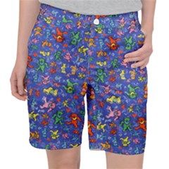 Grateful Dead Dancing Bears Pattern Women s Pocket Shorts by Salmanaz77