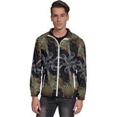 Abstract Ornate Organic Texture Design Print Men s High Neck Windbreaker by dflcprintsclothing