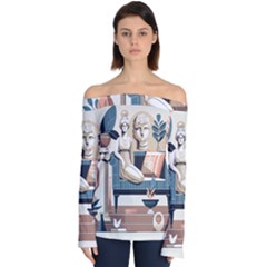 Sculpture Statue Angel Artwork Off Shoulder Long Sleeve Top by Salmanaz77