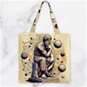 Thinker Sculpture Design Geometric Zipper Grocery Tote Bag View2