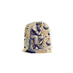 Thinker Sculpture Design Geometric Drawstring Pouch (xs) by Salmanaz77