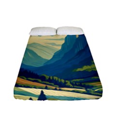 Mountains Nature Forest Landscape Fitted Sheet (full/ Double Size) by Salmanaz77