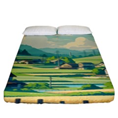 Countryside Meadow Rural Bloom Fitted Sheet (king Size) by Salmanaz77