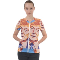 Orange Donald Trump Short Sleeve Zip Up Jacket by vintagetrump