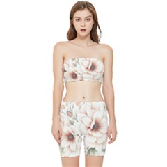 Floral Design 02 Stretch Shorts And Tube Top Set by myclothy