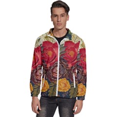 Floral Design 06 Men s High Neck Windbreaker by myclothy