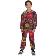 Floral Design 06 Kids  Sweatshirt Set by myclothy