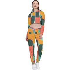 Geometric Design 08 Cropped Zip Up Lounge Set by myclothy