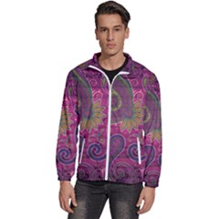 Abstract Purple Pattern Men s High Neck Windbreaker by Bedest