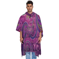 Abstract Purple Pattern Men s Hooded Rain Ponchos by Bedest