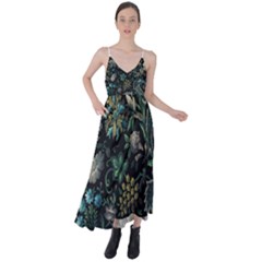 Pattern Flowers Plants Leaves Tie Back Maxi Dress by Posterlux