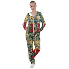 Pattern Shape Colorful Flower Leaves Women s Tracksuit by Posterlux