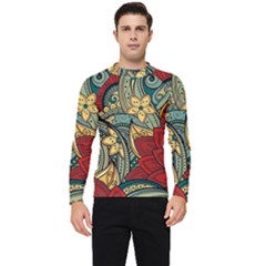 Pattern Shape Colorful Flower Leaves Men s Long Sleeve Rash Guard by Posterlux