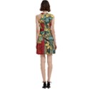 Pattern Shape Colorful Flower Leaves Cocktail Party Halter Sleeveless Dress With Pockets View4