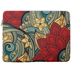 Pattern Shape Colorful Flower Leaves 17  Vertical Laptop Sleeve Case With Pocket by Posterlux