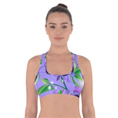 Purple Flower Nature Cross Back Sports Bra by Posterlux