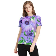 Purple Flower Nature Women s Short Sleeve Rash Guard by Posterlux