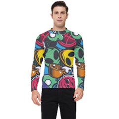 Funky Alien Pattern Abstract Colourful Drawing Men s Long Sleeve Rash Guard by Posterlux