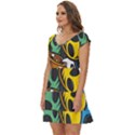 Funky Alien Pattern Abstract Colourful Drawing Short Sleeve Tiered Mini Dress View2