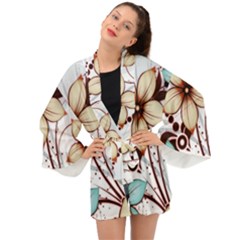 Flowers Flowers Pattern Long Sleeve Kimono