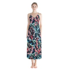 Leaves Pattern Patterns Colorful Button Up Chiffon Maxi Dress by Posterlux