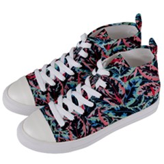 Leaves Pattern Patterns Colorful Women s Mid-top Canvas Sneakers by Posterlux