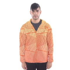 Abstract Texture Of Colorful Bright Pattern Of Transparent Leaves Of Orange And Yellow Color Men s Hooded Windbreaker by Posterlux