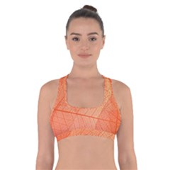 Abstract Texture Of Colorful Bright Pattern Of Transparent Leaves Of Orange And Yellow Color Cross Back Sports Bra by Posterlux