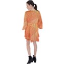 Abstract Texture Of Colorful Bright Pattern Of Transparent Leaves Of Orange And Yellow Color V-Neck Flare Sleeve Mini Dress View2