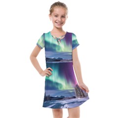 Northern Lights Aurora Night Nature Kids  Cross Web Dress by Posterlux