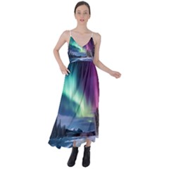 Northern Lights Aurora Night Nature Tie Back Maxi Dress by Posterlux