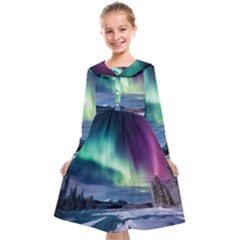 Northern Lights Aurora Night Nature Kids  Midi Sailor Dress