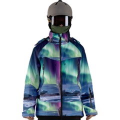 Northern Lights Aurora Night Nature Men s Zip Ski And Snowboard Waterproof Breathable Jacket by Posterlux