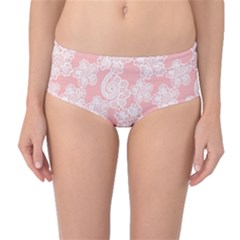 Lace White Ornamental Textile Mid-waist Bikini Bottoms by Paksenen